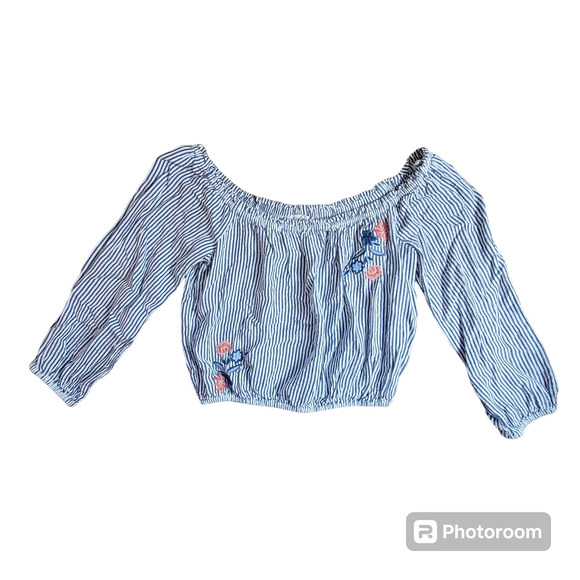 Chloe & Katie 3/4 Sleeve Embroidered Crop Top Women's Size M - Picture 1 of 6